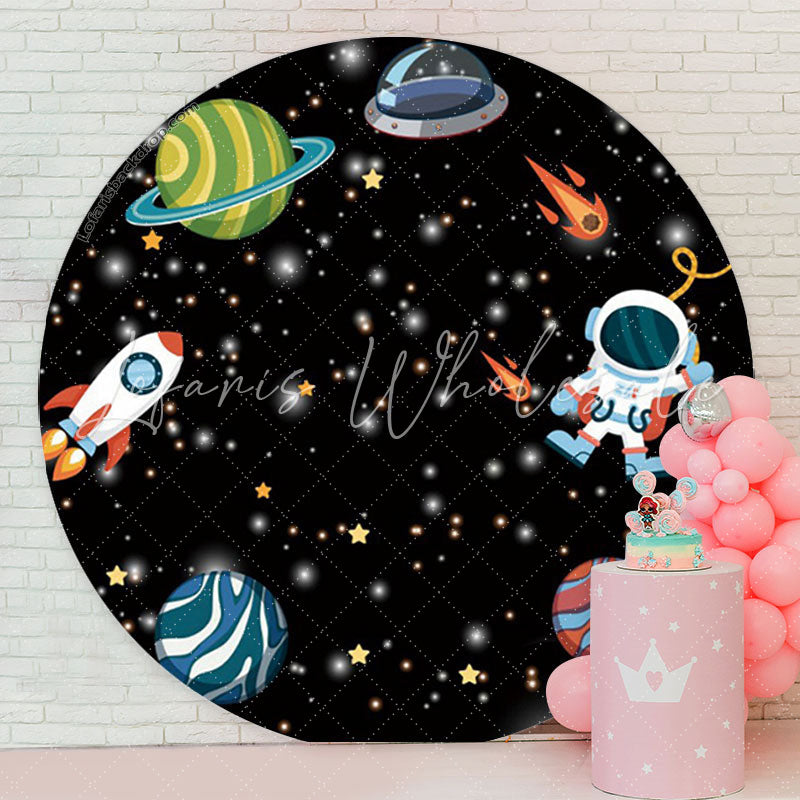 Lofaris Sapce Astronaut Planet Circle Backdrop For Party