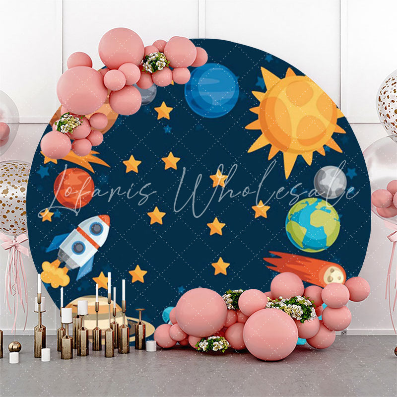 Lofaris Satellite Star Planet Theme Round Backdrop For Party