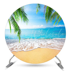 Lofaris Seaside Beach Coconut Leaf Party Round Backdrop