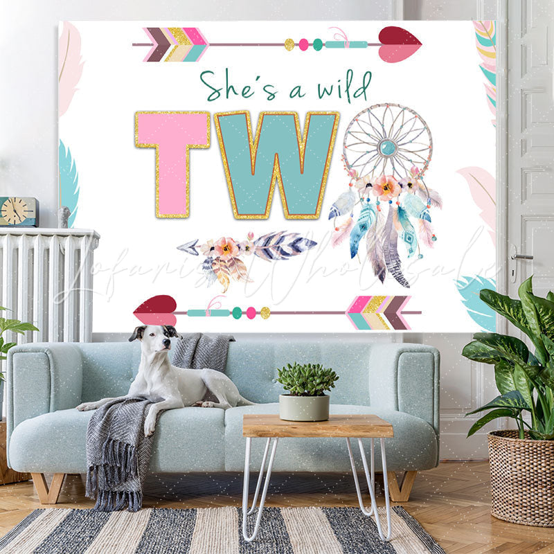 Lofaris She¡¯S Wild Two With Dreamcatcher Birthday Backdrop