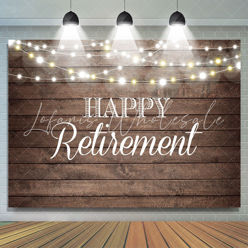 Lofaris Shinning Lights and Wooden Happy Retirement Backdrop