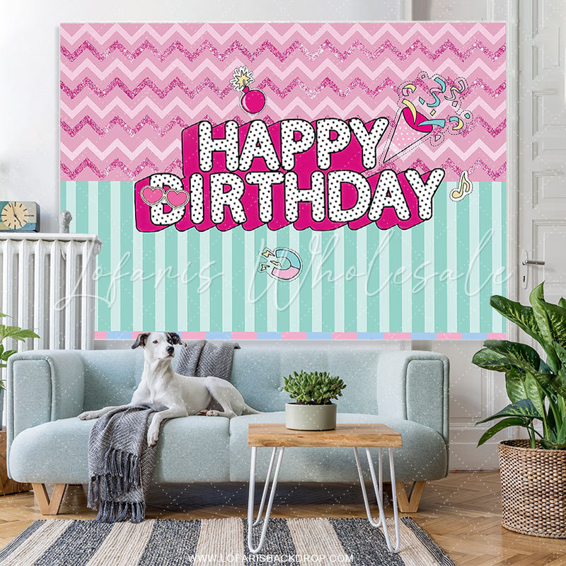 Lofaris Shiny Candy Sweet Princess Happy Birthday Backdrop