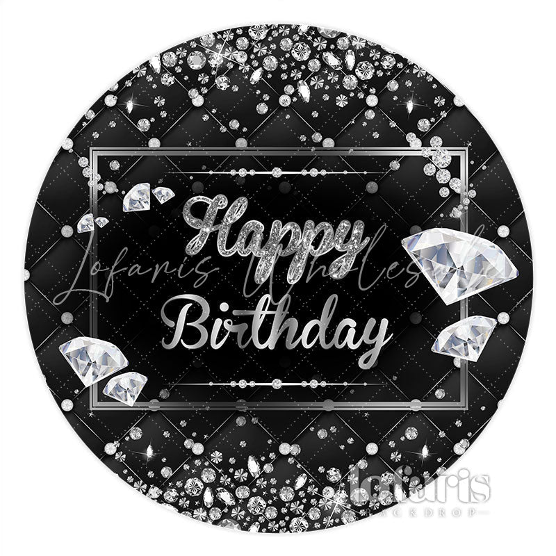 Lofaris Shiny Diamonds Dark Round Happy Birthday Backdrop
