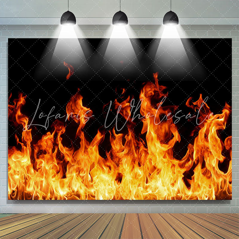 Lofaris Shiny Flames Dance Party Orange Black Backdrop