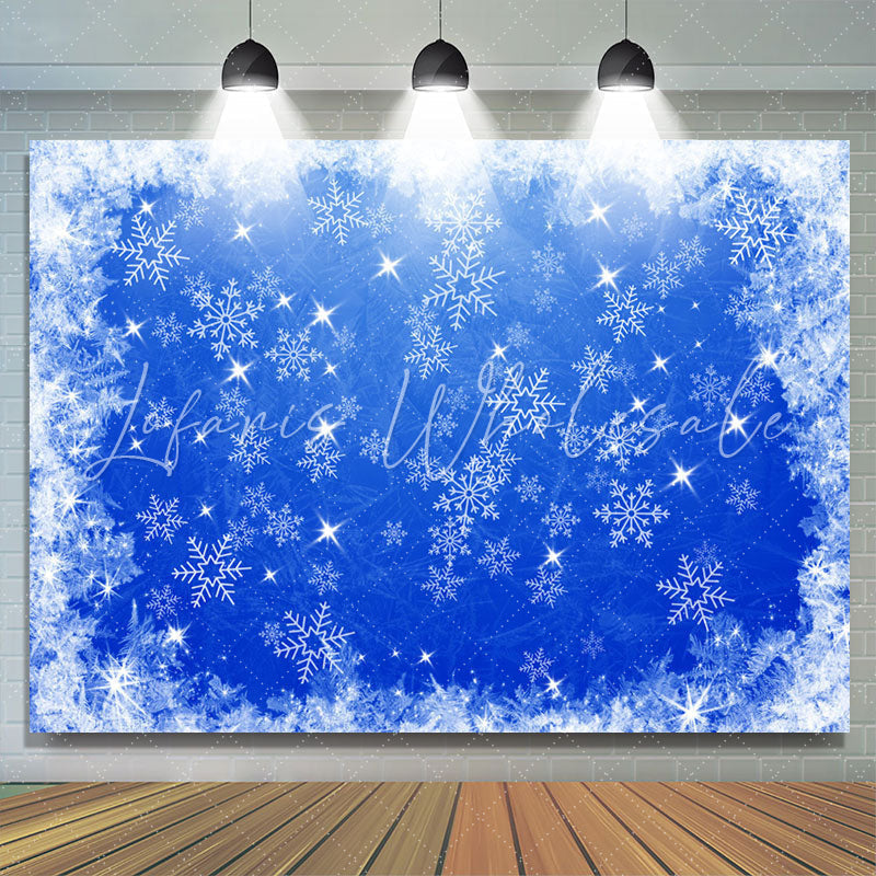 Lofaris Shiny Winter Snowflake Dark Blue Christmas Backdrop