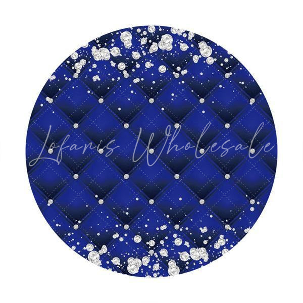 Lofaris Silver And Navy Blue Circle Happy Birthday Backdrop