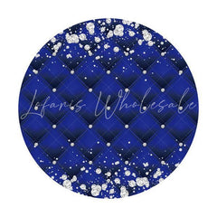 Lofaris Silver And Navy Blue Circle Happy Birthday Backdrop