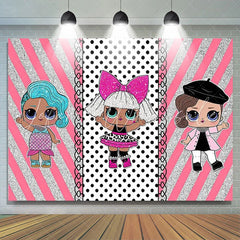 Lofaris Silver Glitter Little Girls Pink Happy Birthday Backdrop