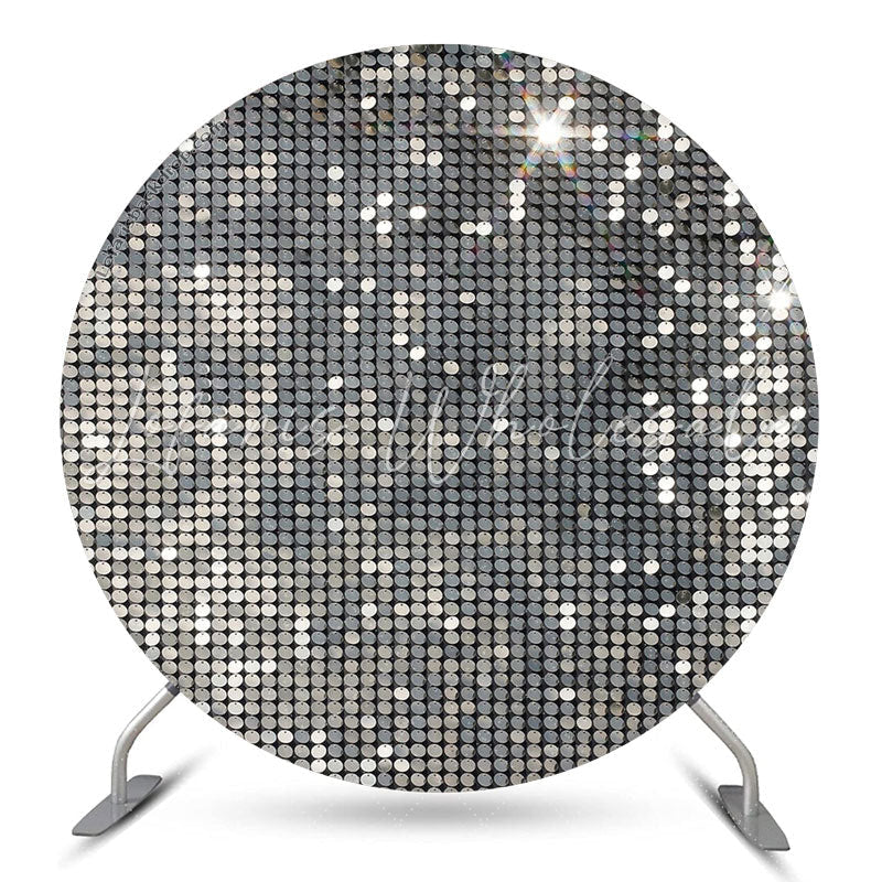 Lofaris Silver Glitter Sequins Backdrop For Disco Dance Party