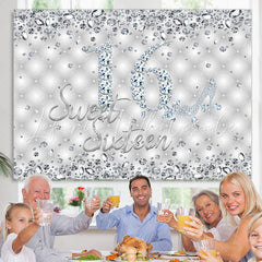 Lofaris Silver Shiny Diamond Sweet Sixteen Birthday Backdrop