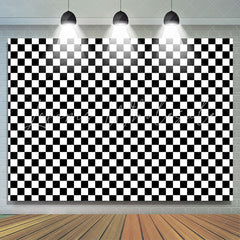 Lofaris Simple Black White Plaid Birthday Backdrop for Party