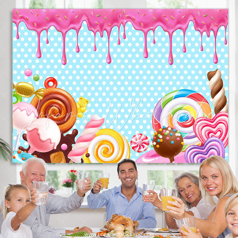 Lofaris Simple Candy Land Happy Birthday Backdrop For Girl