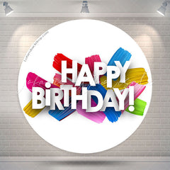 Lofaris Simple Colorful Happy Birthday Round Backdrop Cover