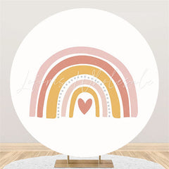 Lofaris Simple Cute Rainbow Happy Birthday Circle Backdrop