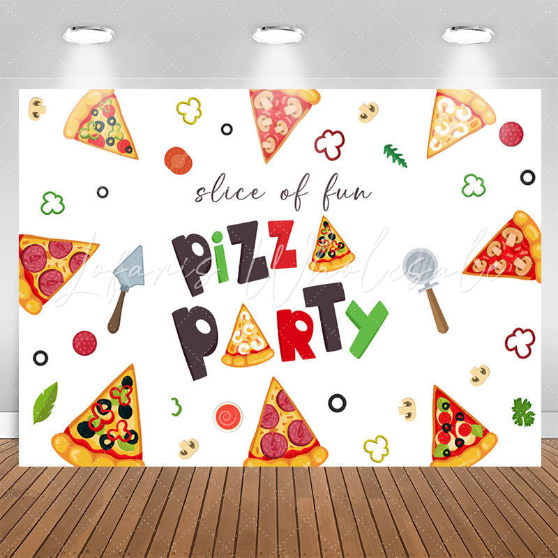 Lofaris Simple Cute Slice Of Fun Backdrop For Pizza Party