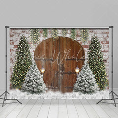 Lofaris Simple Xmas Tree Wooden Light Holiday Backdrop
