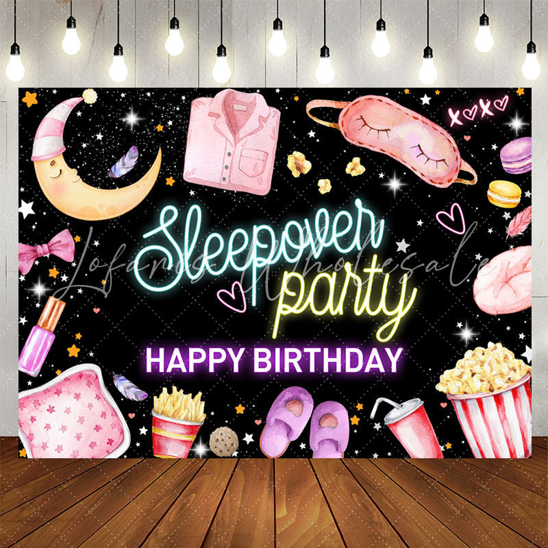 Lofaris Sleepover Party Happy Birthday Backdrop For Girls