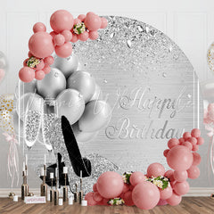 Lofaris Sliver Balloon Sparkling Round Birthday Backdrop
