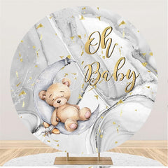 Lofaris Sliver Circle Oh Baby Bear Round Shower Backdrops
