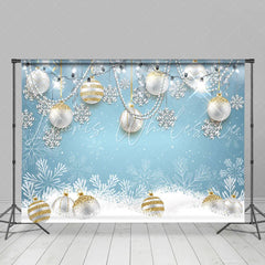 Lofaris Silver Pearl Ball With Snowflake Christmas Backdrop
