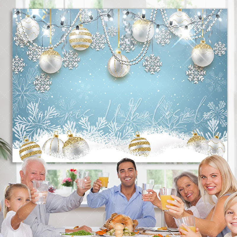 Lofaris Silver Pearl Ball With Snowflake Christmas Backdrop