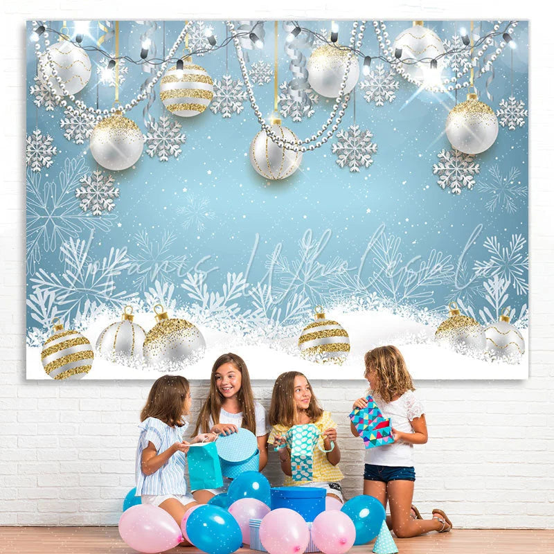 Lofaris Silver Pearl Ball With Snowflake Christmas Backdrop