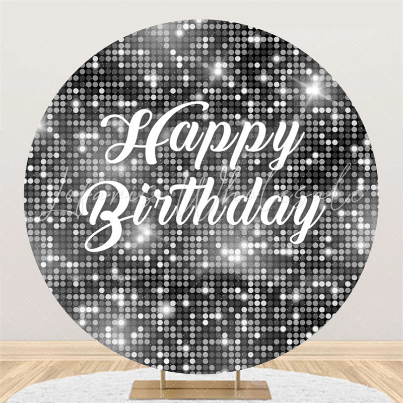 Lofaris Sliver Sequin Bokeh Round Happy Birthday Backdrop
