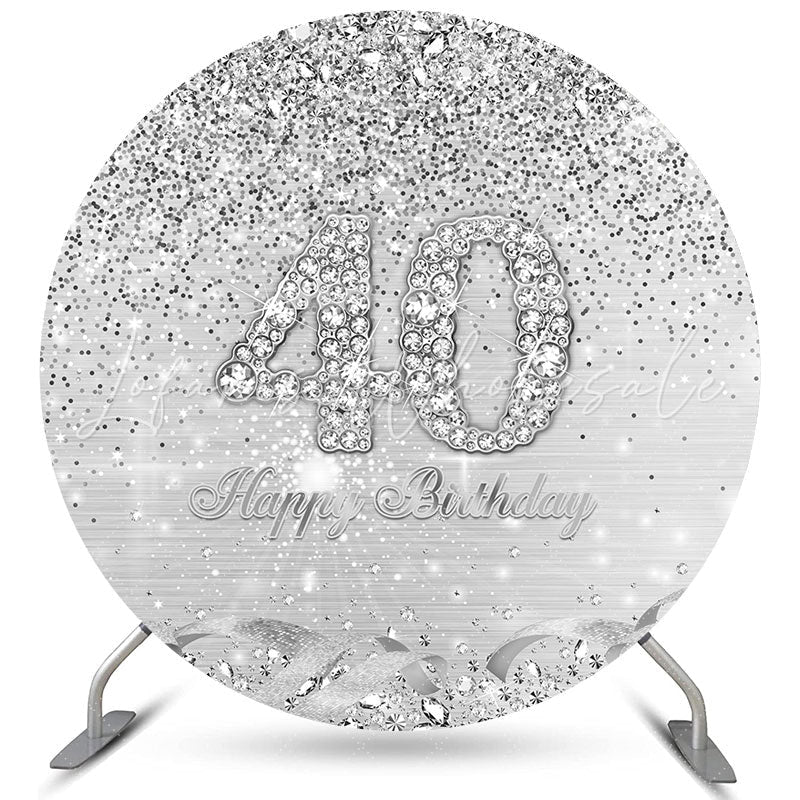 Lofaris Silver Themed Happy 40Th Birthday Circle Backdrop