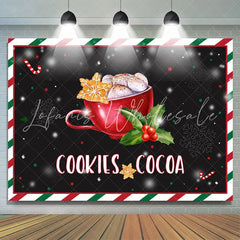 Lofaris Snowflake Cookie and Cocoa Christmas Black Backdrop for Decor