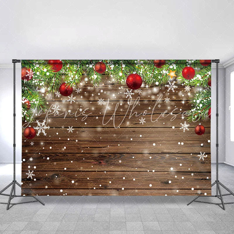 Lofaris Snowflake Red Balls Christmas Tree Glitter Dots Backdrops