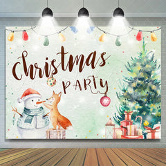 Lofaris Snowman and Fox Xmas Tree Christmas Party Backdrop