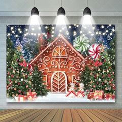 Lofaris Snowman Gingerbread House Christmas Tree Backdrop