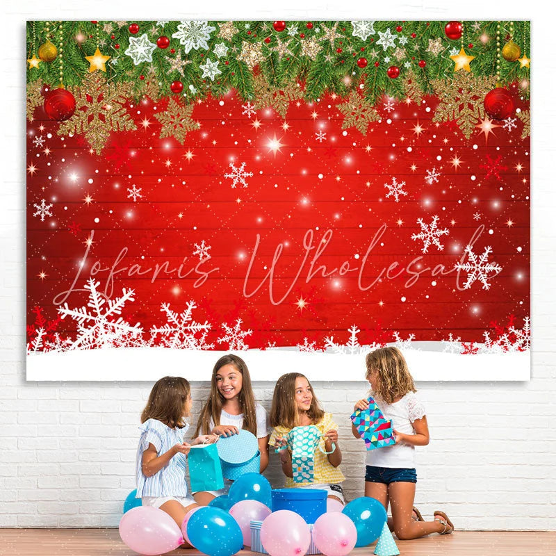 Lofaris Snowy Christmas With Shiny Star And Snowflake Backdrop