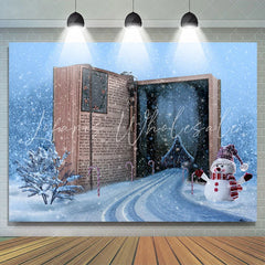 Lofaris Snowy Fairy Story Book Cabin Merry Christmas Backdrop