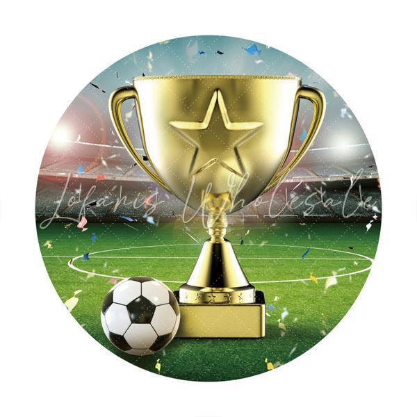 Lofaris Soccer Champion Round Baby Shower Backdrop For Boy