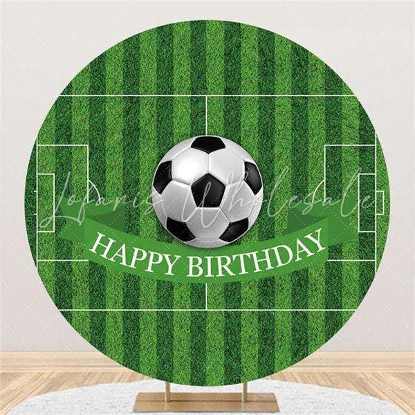 Lofaris Soccer With Green Field Happy Birthday Party Backdrop