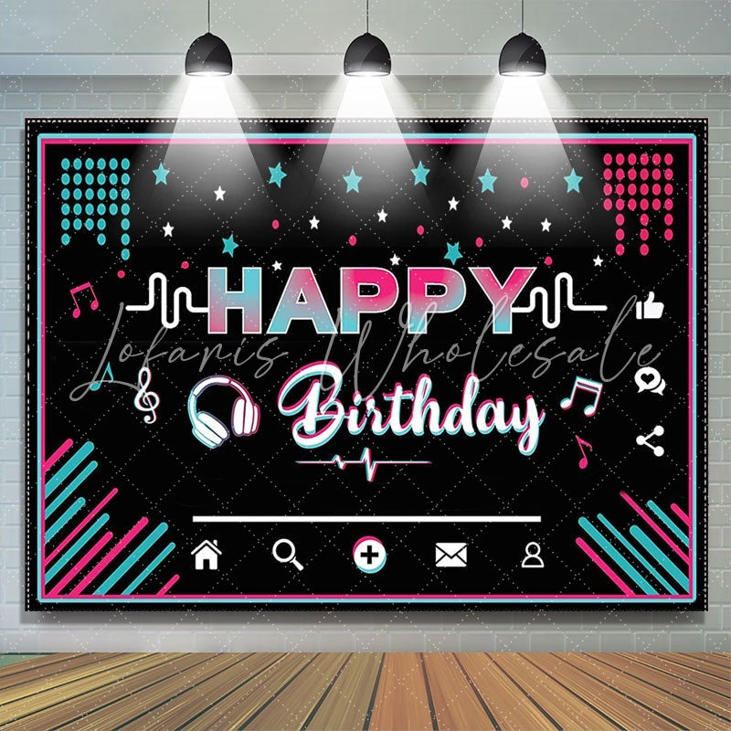 Lofaris Social Music Media Theme Happy Birthday Party Backdrop