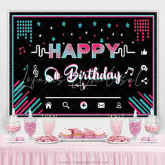 Lofaris Social Music Media Theme Happy Birthday Party Backdrop