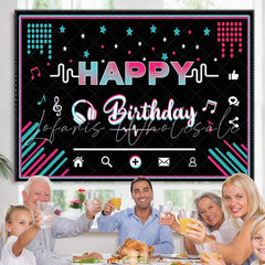 Lofaris Social Music Media Theme Happy Birthday Party Backdrop