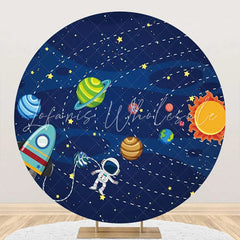 Lofaris Solar System Planet Astronaut Rocket Circle Backdrop