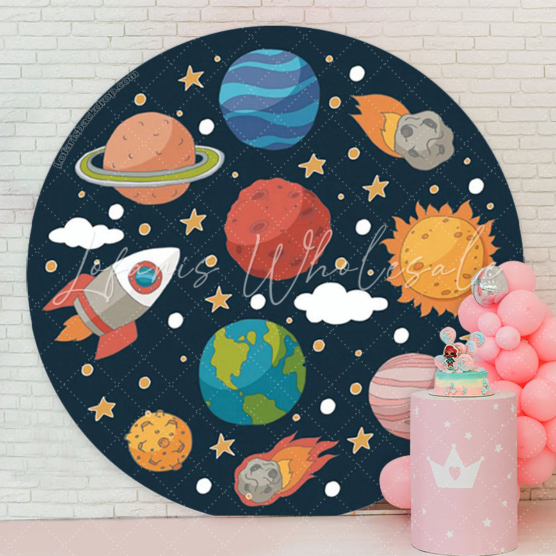 Lofaris Solar System Planet Space Birthday Round Backdrop