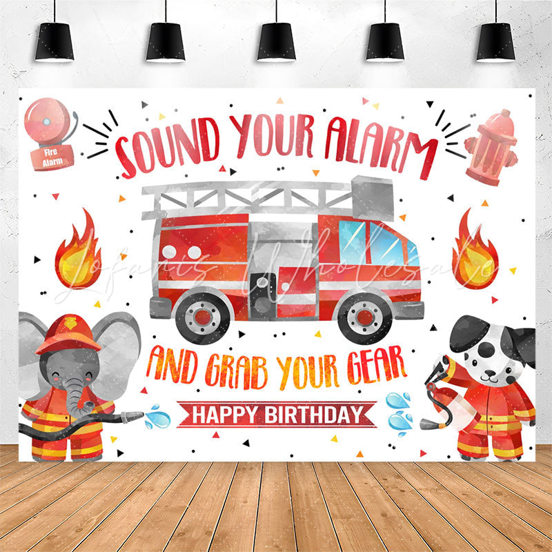 Lofaris Sound Your Alarm Fire Fighting Style Birthday Backdrop