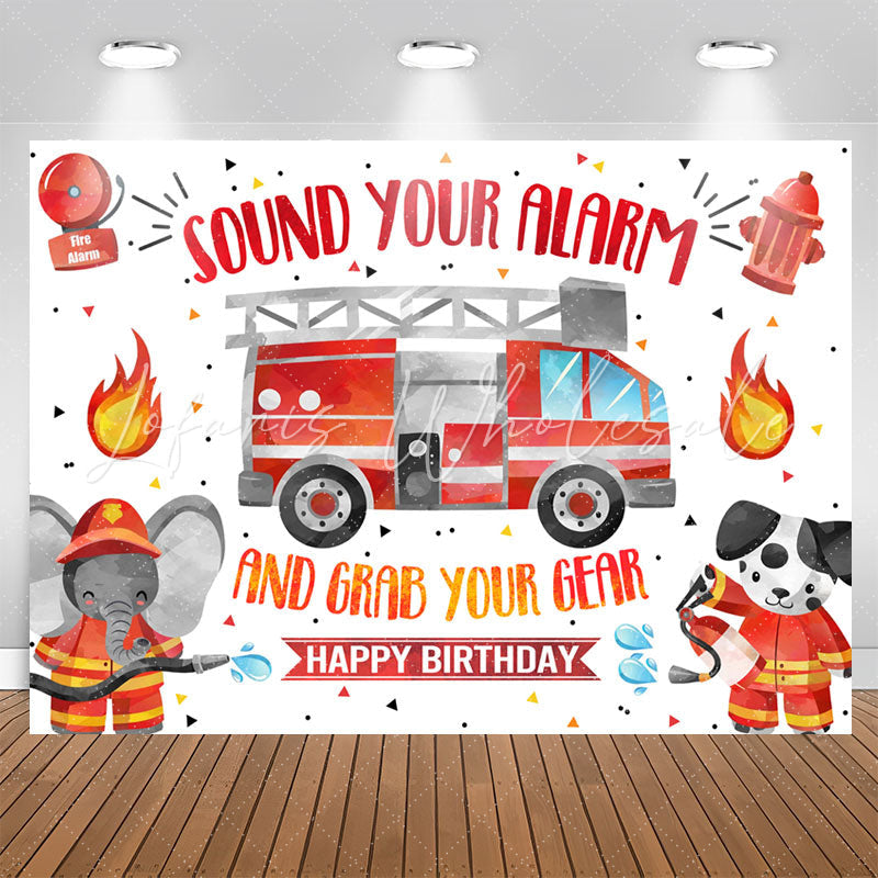 Lofaris Sound Your Alarm Fire Fighting Style Birthday Backdrop