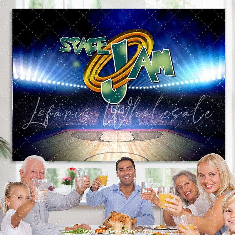 Lofaris Space Jam Theme Basketball Happy Birthday Backdrop