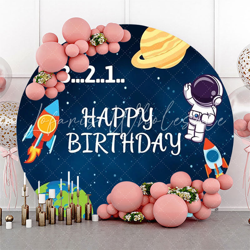 Lofaris Space Rocket Saturn Earth Circle Birthday Backdrop