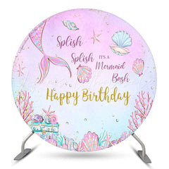 Lofaris Splish Mermaid Bash Happy Birthday Round Backdrop
