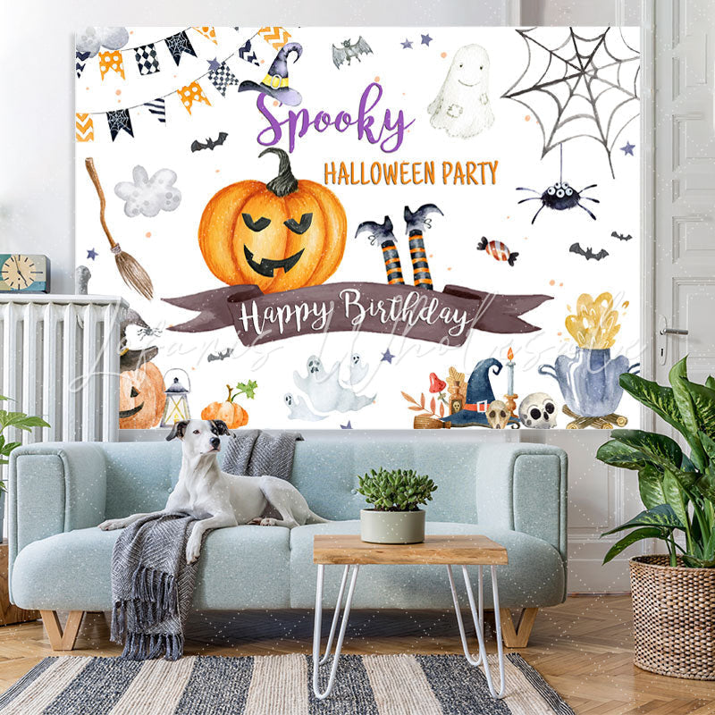 Lofaris Spooky Halloween Party Happy Birthday Themed Backdrop