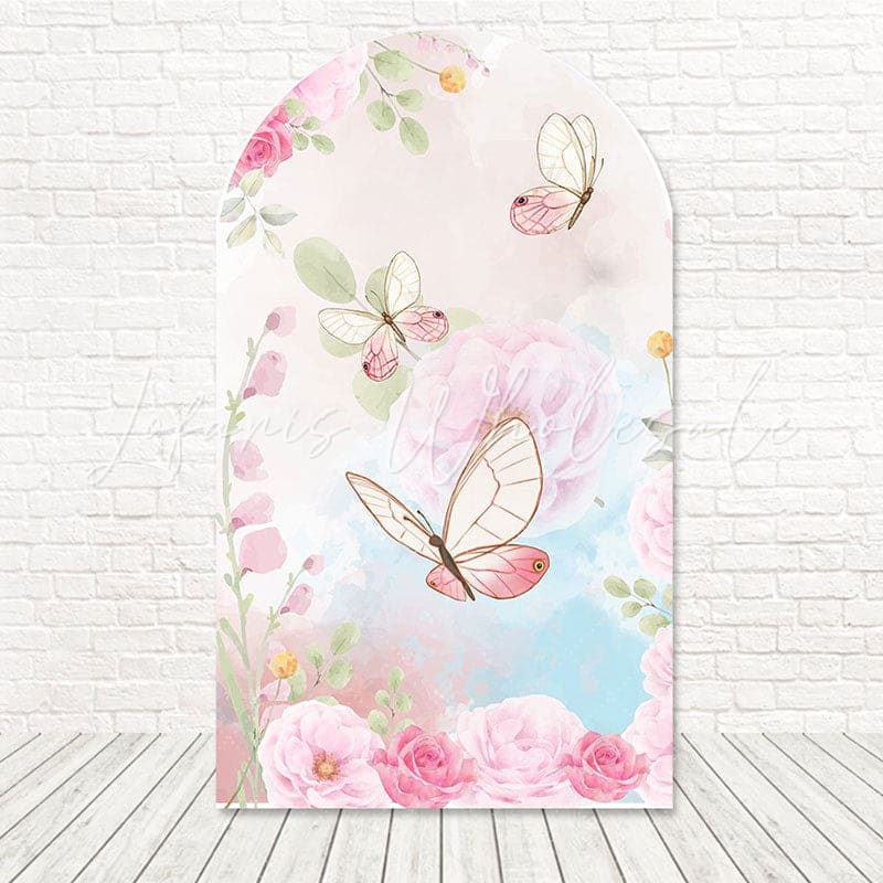 Spring Floral Butterflies Arch Backdrop for Nature-Inspired Party Decor