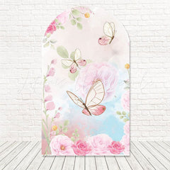 Spring Floral Butterflies Arch Backdrop for Nature-Inspired Party Decor