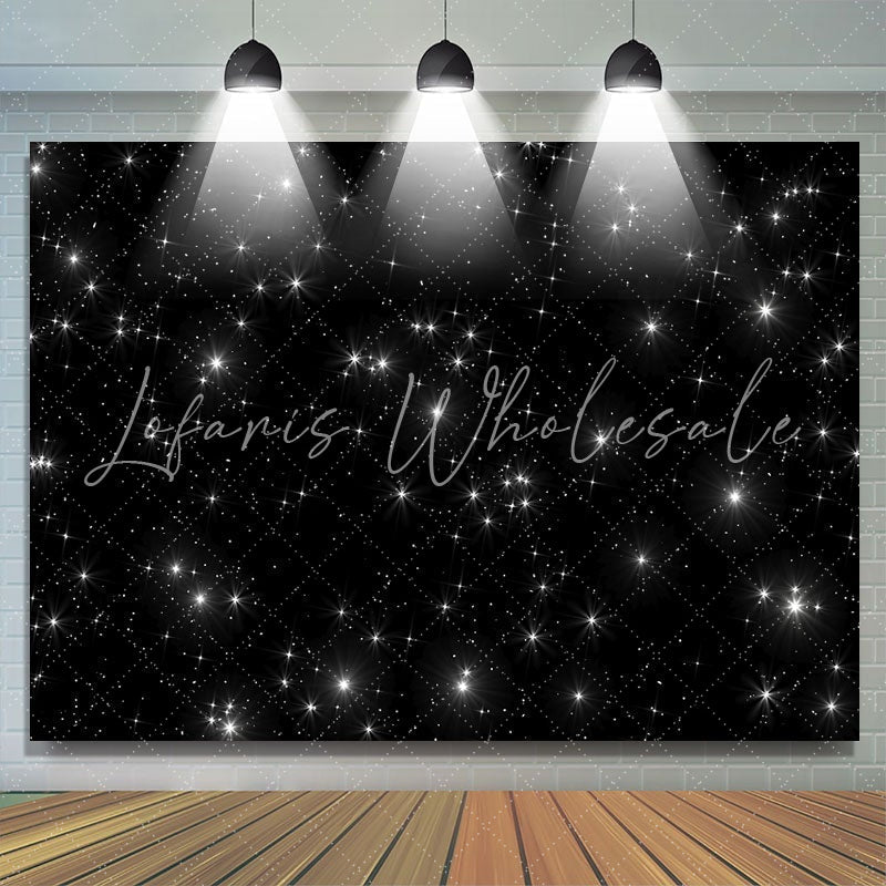 Lofaris Starry Night Black Sky Sparkle Stars Backdrop